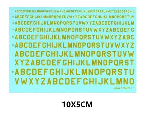 Yellow Different Scale USSAAF FONTS 1-1 Uppercase Letter Model Water Slide Decal 07FC0E-D4 - KOEEK