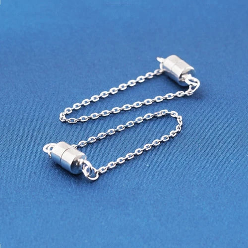 3x Sterling Silver Magnetic Clasp w/ Chain for Bracelet Necklace 07FC0E-D4 - KOEEK