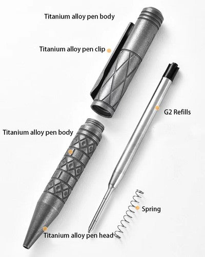 Titanium Alloy Ballpoint Pen Office Signature Gel Pen W/ Clip Outdoor EDC Tools 07FC0E-D4 - KOEEK