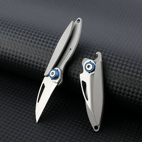 Mini Titanium Foldable Blade Knife Opener Outdoor Camping Pocket EDC Keychain 07FC0E-D4 - KOEEK