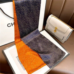 Double Deck  Pure Silk Long Twill Scarf Women Orange Neckerchief 150*15cm 07FC0E-D4 - KOEEK