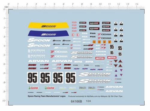 1/24 Spoon 95 Racing Sports Car Logos Markings 95 Model kit Water Decal 07FC0E-D4 - KOEEK