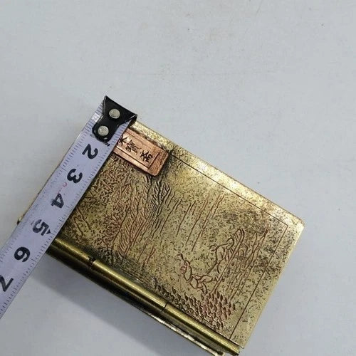 Vintage Brass Tobacco Box Landscape Relief Pure Copper Ink Cartridge Pipe Case 07FC0E-D4 - KOEEK