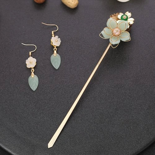 Chinese Hanfu Hair Pin And Earrings Set Traditional Costume Jewelry Women 07FC0E-D4 - KOEEK