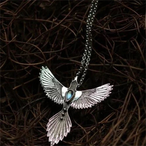Tibetan Silver Phoenix Opal Pendant Necklace Women Men Gift 07FC0E-D4 - KOEEK