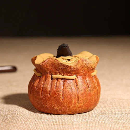 2.55"Chinese Yixing Zisha Pottery Clay Handmade Gongfu Tea Pet Moneybag Mouse 07FC0E-D4 - KOEEK