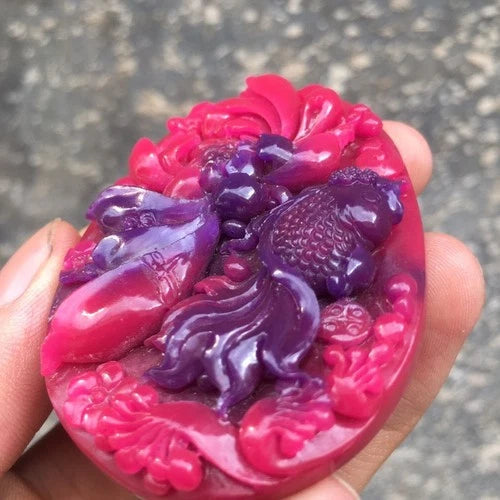 Natural Emperor Purple Carved Suji Stone Pendant Women’s Amulet 07FC0E-D4 - KOEEK