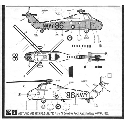 1/72 WESTLAND WESSEX HU.5 RN HAS.31 Royal Australian Navy Helicopter Water Decal 07FC0E-D4 - KOEEK