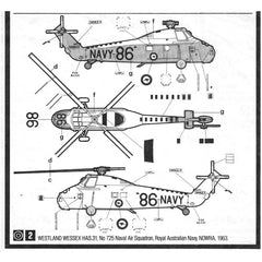 1/72 WESTLAND WESSEX HU.5 RN HAS.31 Royal Australian Navy Helicopter Water Decal 07FC0E-D4 - KOEEK
