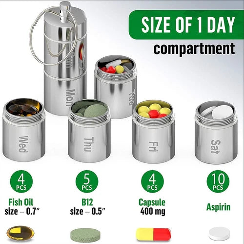 EDC Aluminum Alloy Sealed Waterproof Warehouse can Be Split Into 7-day 07FC0E-D4 - KOEEK
