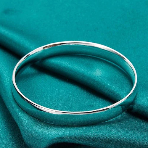 925 Silver Plating 8MM/10MM Smooth Cuff Bangle Bracelet Women Fashion Jewelry 07FC0E-D4 - KOEEK