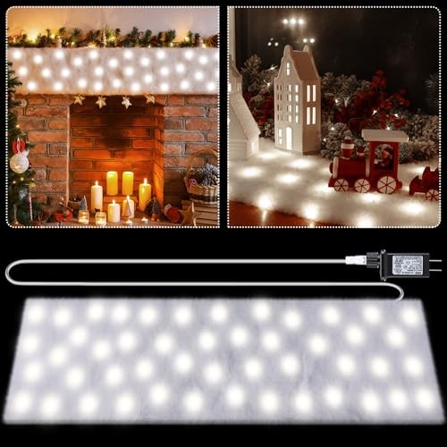 Christmas Snow Blanket with LED Lights String Pre Lit Artificial Fake Snow 07FC0E-D4 - KOEEK