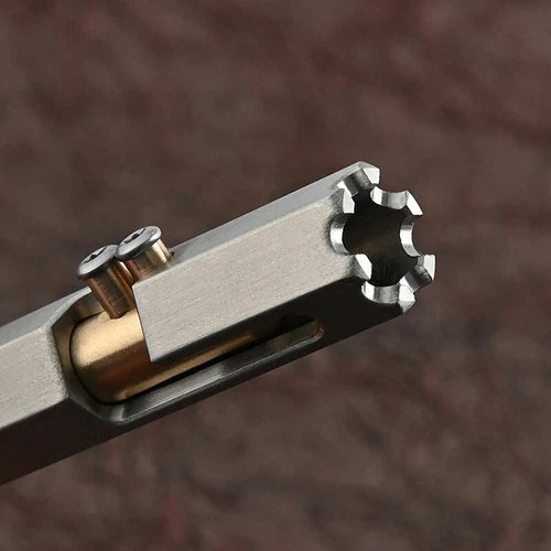 EDC Stainless Steel + Brass Bolt Action  Signature Pocket Ballpoint Pen 07FC0E-D4 - KOEEK