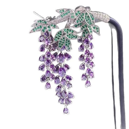 Wisteria Flower Brooch Pin Tassel Suit Coat Lapel Accessory 07FC0E-D4 - KOEEK