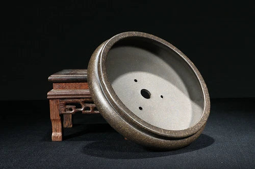 Bronze Round Yixing Zisha Shohin Bonsai Pot 15x15x4cm China 07FC0E-D4 - KOEEK