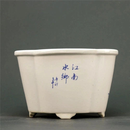 Jingdezhen Blue and White Porcelain Jiangnan Water Town Design Flowerpot 07FC0E-D4 - KOEEK