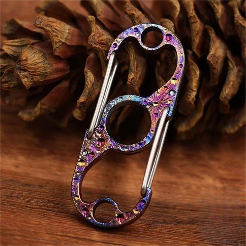 Titanium S Carabiner Clip Dual Spring Carabiner Snap Hook Keychain EDC 07FC0E-D4 - KOEEK