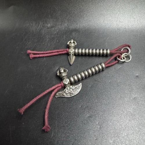 Tibetan Iron Vajra Axe Pendant Mala Counter Buddhist Accessory 07FC0E-D4 - KOEEK