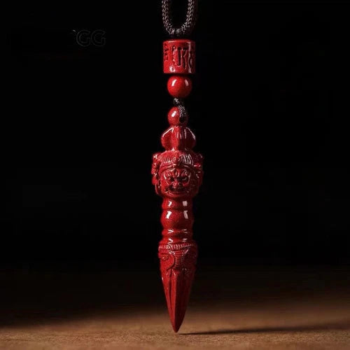 Cinnabar Vajra Pestle Pendant Men Keychain Women Necklace Purple Sand Amulet 07FC0E-D4 - KOEEK