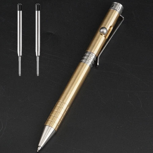 Brass+Stainless Steel Pocket Ball Pen Ballpoint Pen Office Signature Outdoor EDC 07FC0E-D4 - KOEEK