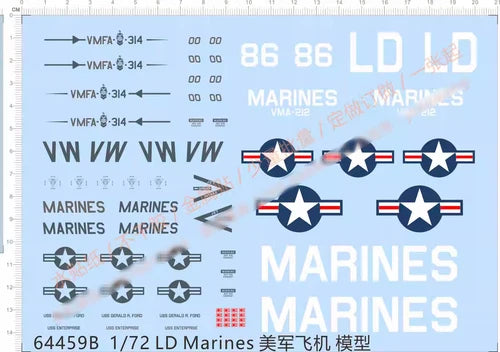 1/72 US MARINES VMFA-314 Black Knights USS Gerald R. Ford Enterprise Water Decal 07FC0E-D4 - KOEEK