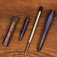 EDC Titanium Pocket Ballpoint Pen Meteorite Pattern Office Signature Stationery 07FC0E-D4 - KOEEK