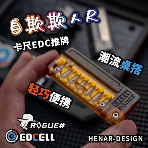 EDC Fun Stress Tools Titanium Push Slider Brass Mechanical Ruler Fidget Ring Toy 07FC0E-D4 - KOEEK