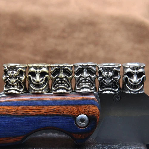 Facial Expressions Smile Angry Sad Face Brass Paracord Bead Lanyard Pendant DIY 07FC0E-D4 - KOEEK