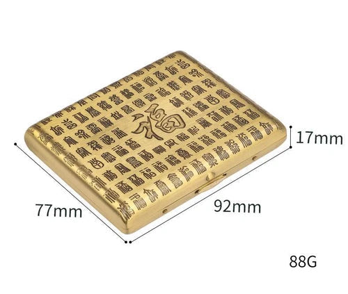 Vintage Metal Gold Good Luck Cigarette Case Double Sided Box Men Tobacco Holder 07FC0E-D4 - KOEEK
