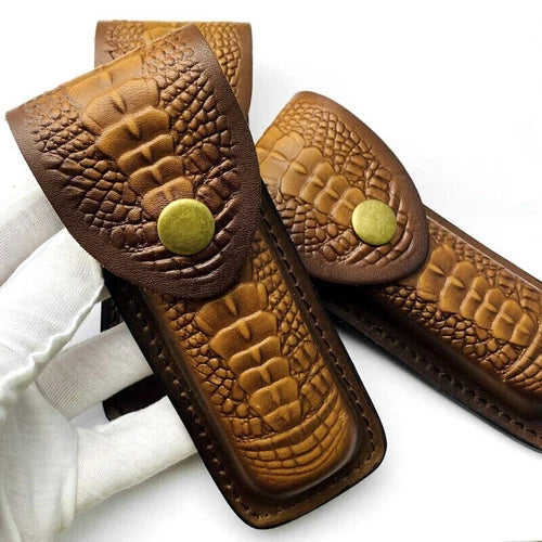 Hot HAND MADE PURE COW LEATHER SHEATH FOR 5" FOLDING KNIFE & OTHER EDC TOOLS 07FC0E-D4 - KOEEK