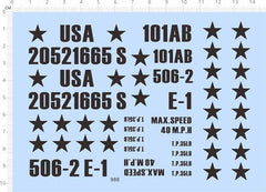1/6 WWII US Army 101 Military Vehicle Marking Model Kit Water Decal Black 07FC0E-D4 - KOEEK