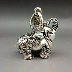 Asian Collectable Tibet Silver Hand Carved Luck Coin Elephant Pendant 07FC0E-D4 - KOEEK
