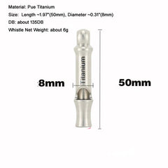 Pure Small Titanium Whistle Portable EDC Outdoor Training Whistle 50mm/1.97" 07FC0E-D4 - KOEEK