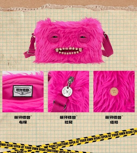 Fuggler Funny Ugly Monster Crossbody Bag Plush Toy Big Head Series (Rose Red) FUGGLER - KOEEK