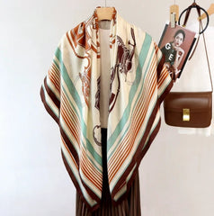 70% Cashmere 30% Silk Shawl 53'' Neckerchief Scarf carriage Print Bandanna 07FC0E-D4 - KOEEK