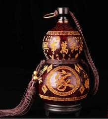 Natural Wine Gourd Portable Water Bottle Gourd Exquisite Carving Birthday Gift 07FC0E-D4 - KOEEK