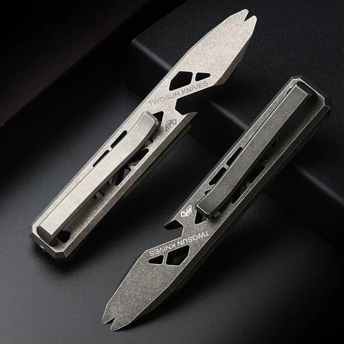 TWOSUN Titanium Alloy Hollow Out Pry Bar Crowbar Opener Pocket EDC Multi Tools 07FC0E-D4 - KOEEK
