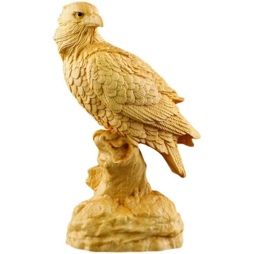 Boxwood Hand Carved Eagle Statue Sculpture Figurine Home Decor Art 07FC0E-D4 - KOEEK