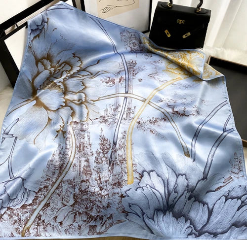 Silk Mulberry Scarf Neckerchief petals Print Square Shawl Bandanna 35'' 07FC0E-D4 - KOEEK