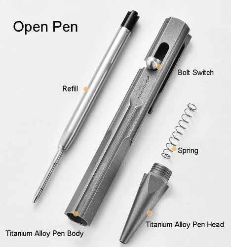 Titanium Bolt Action Ballpoint Pen EDC Pocket Pen Business Office Writing Gift 07FC0E-D4 - KOEEK