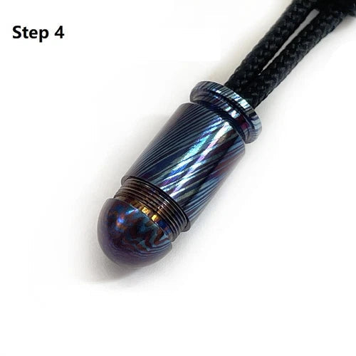 EDC 1PC Titanium Damascus Bullet Shape Knife Lanyard Bead Paracord Pendant Craft 07FC0E-D4 - KOEEK