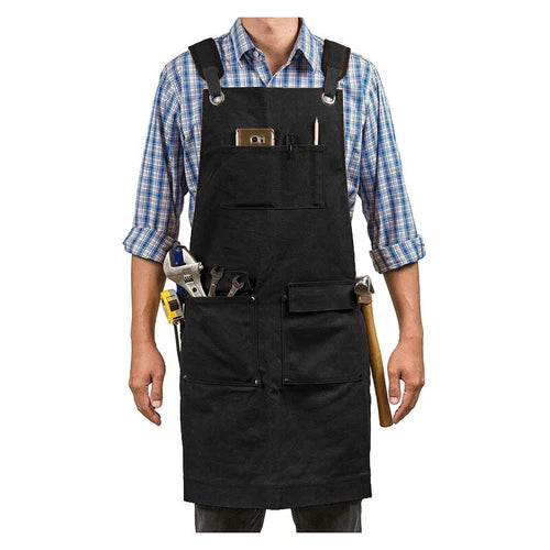 Men's Apron Thick Canvas Apron Carpenter Electrician Garden Work Dress Apron 07FC0E-D4 - KOEEK
