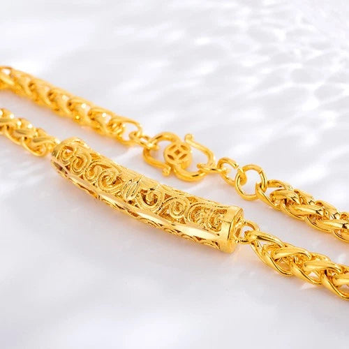 Lady's 24k Thai Baht Yellow Gold Plated Bangle Bracelet 07FC0E-D4 - KOEEK