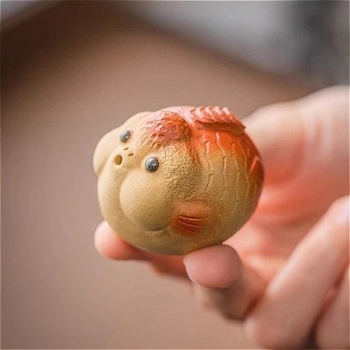 Goldfish Tea Pet Ornament 4cm 1.6in Teapot Cover Holder Kungfu Tea Ceremony 07FC0E-D4 - KOEEK