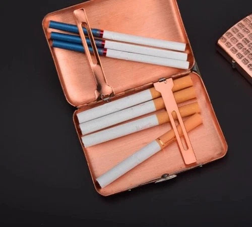 Vintage Copper Pocket Cigarette Case Carved Dragon Double Sided Portable Storage 07FC0E-D4 - KOEEK