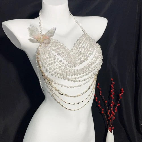 Multilayer Rhinestone Tassel Body Chain Fashion Chest Necklace Jewelry 07FC0E-D4 - KOEEK