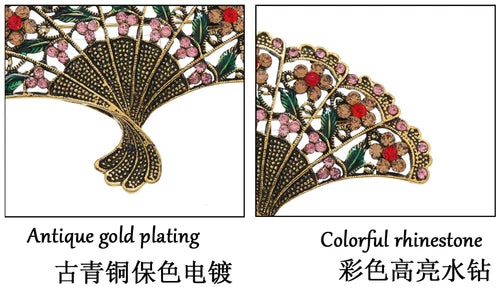 Vintage Fan Brooch Hollow Flower Pin Fashion Suit Dress Cheongsam Jewelry 07FC0E-D4 - KOEEK