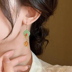 Chinese Style Feng Shui Koi Fish Earrings Studs for Women 07FC0E-D4 - KOEEK