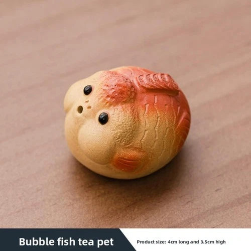Goldfish Tea Pet Ornament 4cm 1.6in Teapot Cover Holder Kungfu Tea Ceremony 07FC0E-D4 - KOEEK