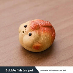 Goldfish Tea Pet Ornament 4cm 1.6in Teapot Cover Holder Kungfu Tea Ceremony 07FC0E-D4 - KOEEK